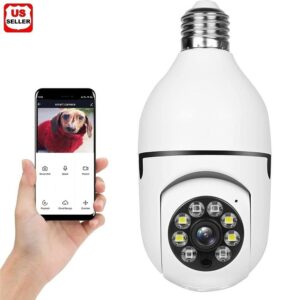 Light bulb security camera with light