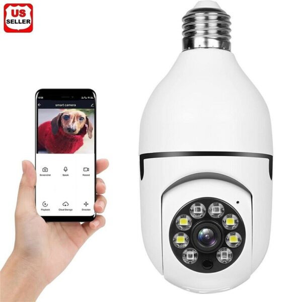 Light bulb security camera with light